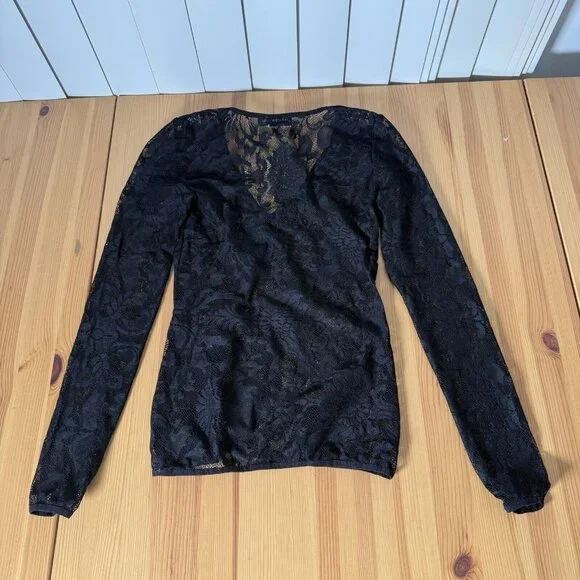Atitzia Babaton Mesh Long Sleeve Top Corporate Goth Whimsigoth Feminine Lace XS - Picture 6 of 11
